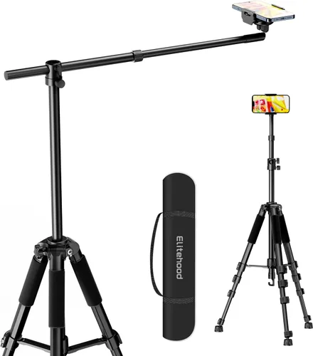 Miniatura 11 de Elitehood Trípode para iPhone para grabación de video aérea [resistente y ultraestable], brazo horizontal largo extensible de 25 pulgadas, soporte
