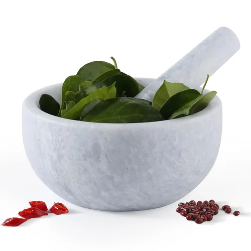 Miniatura 13 de Koville Juego de mortero y mortero de granito, 6.3 pulgadas - 2 tazas de molinillo de piedra sin pulir para guacamole, salsa, trituradora