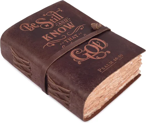 Miniatura 16 de LEATHER VILLAGE Diario de cuero vintage con Salmo 46:10, versículo de la Biblia en relieve, diario de oración cristiana para mujeres y hombres, 200