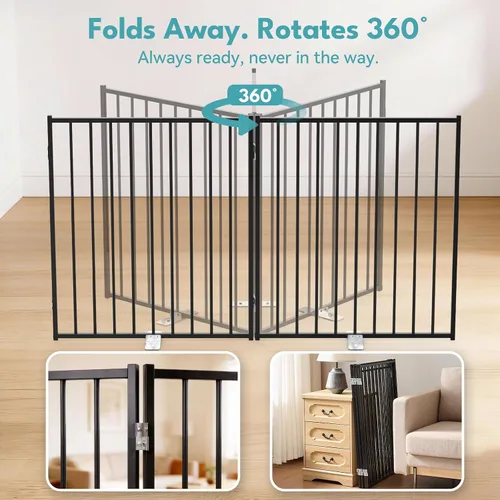 Miniatura 3 de No Pawblems - Puerta independiente para perros, valla plegable de 30 pulgadas de alto para interiores, extensión de puerta extra ancha para Blanco
