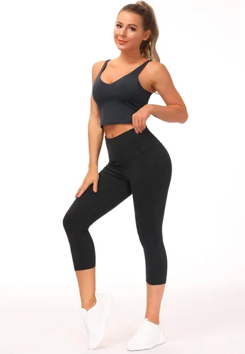 Miniatura 2 de THE GYM PEOPLE - Pantalones deportivos de yoga gruesos de tiro alto para mujer, con bolsillos y control de abdomen, leggings para entrenar y correr