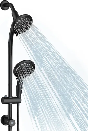 Miniatura 8 de Combo de regadera manual y de lluvia para fácil alcance, barra deslizante de acero inoxidable de 27.5" sin necesidad de perforación, regadera manual