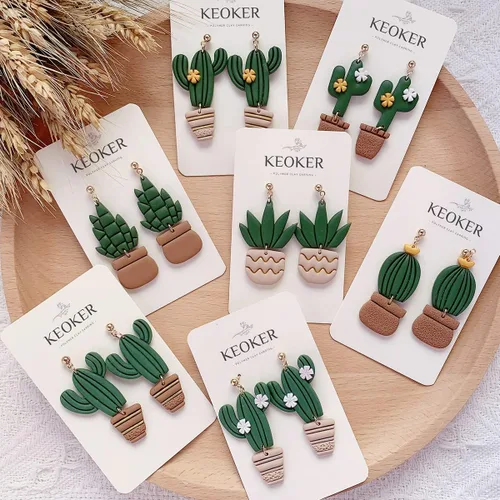 Miniatura 2 de KEOKER Cortadores de arcilla para joyas de arcilla polimérica, cortadores de arcilla polimérica de cactus para fabricación de joyas, 10 formas