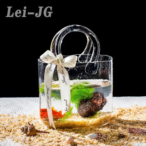 Miniatura 6 de Jarrón de Bolso de Vidrio Grueso para Flores, Set de Regalo