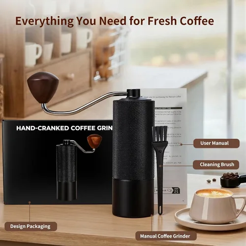 Miniatura 8 de Molinillo de café manual, molinillo de café manual con capacidad de 0.88 oz con rebaba cónica de acero inoxidable CNC, ajuste interno ajustable