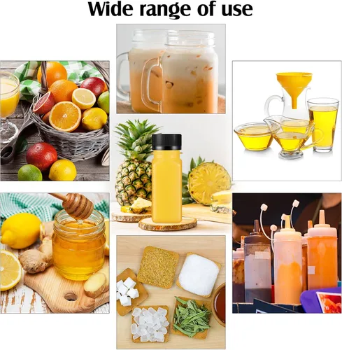 Miniatura 4 de Sliner 200 botellas pequeñas de plástico para jugo de 2 onzas, botella de jugo de jengibre con tapas, recipiente para bebidas transparentes