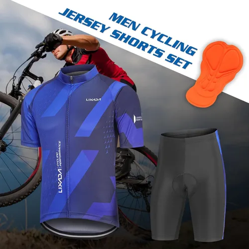 Miniatura 23 de Lixada Camiseta de ciclismo para hombre de manga corta con pantalones cortos acolchados de secado rápido para verano, ropa corta para bicicleta