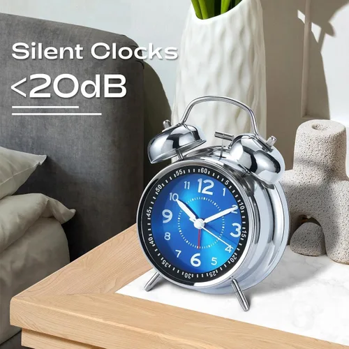 Miniatura 5 de AKCISOT - Reloj despertador de alarma fuerte para personas con sueño profundo, 11,43 cm de reloj analógico de campana doble de metal, funciona