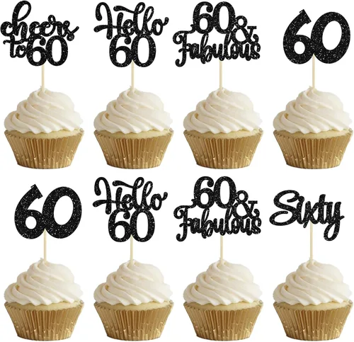 Miniatura 63 de 30 piezas Adornos para pastel de cumpleaños de 6 años, seis brillos, hola 6, púas para cupcakes, felicitaciones a los 6 años, decoraciones