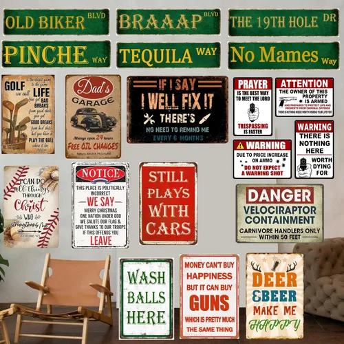Miniatura 6 de Letreros Divertidos de Hojalata Accesorios de Armas para Hombres Decoración de Cueva de Hombre Regalos de Cueva de Hombre para Hombres Regalos