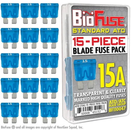 Juego de fusibles ATO estándar 15A (15 fusibles regulares) Grupo de cuchillas: ATO, ATOF, ATC, ATS, APR, Automotive, Car, Camión, SUV, RV, Barco,