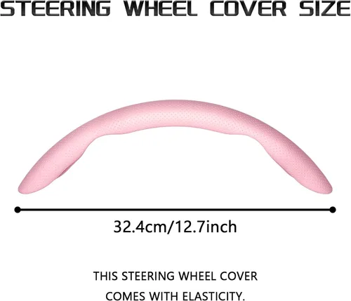 Miniatura 2 de Funda para volante de 2 piezas, protector de volante segmentado de fibra de carbono, universal y antideslizante, funda protectora de cuero duradera