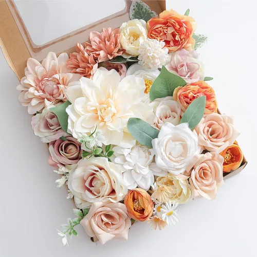 Miniatura 15 de Juego de flores artificiales, flores falsas para bricolaje, centros de mesa para bebé, ramo de novia, ramo de boda, arreglos de flores, velas