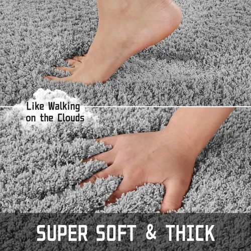 Miniatura 80 de Yimobra Alfombra de baño de felpa esponjosa, súper lanuda suave, cómoda, antideslizante, absorbente de agua, alfombra de baño de microfibra que se