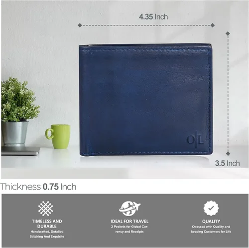 Miniatura 5 de Carteras RFID delgadas para hombres - Cartera de bolsillo frontal de piel genuina