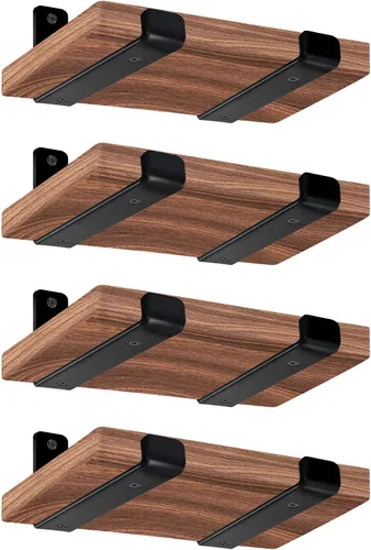 Miniatura 25 de Paquete de 4 soportes de estante de labio J de 5.5 pulgadas de largo x 4 pulgadas de alto x 1.5 pulgadas de ancho, soporte de estante flotante
