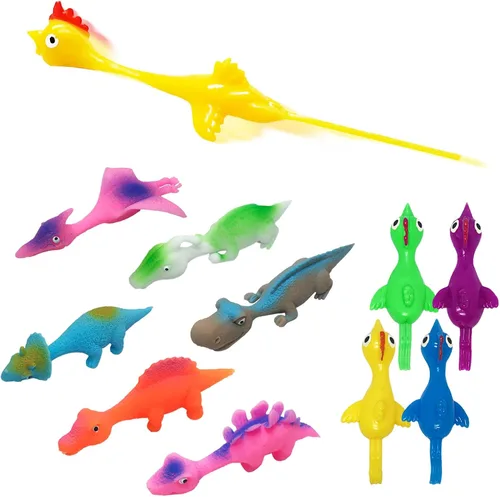 Miniatura 11 de Slingshot Pollo de goma Pollo Flick Pollo Volador Flingers Stress Gag Toys Stress Gag Toys, tirachinas de pollo de goma, divertidos rellenos