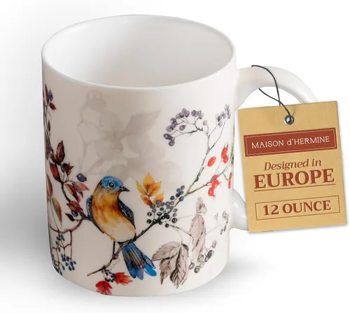 Miniatura 57 de Maison d' Hermine Taza de café con asas, tazas de porcelana fina de hueso, paquete de dos tazas de té para bebidas calientes, capuchino, latte, 015