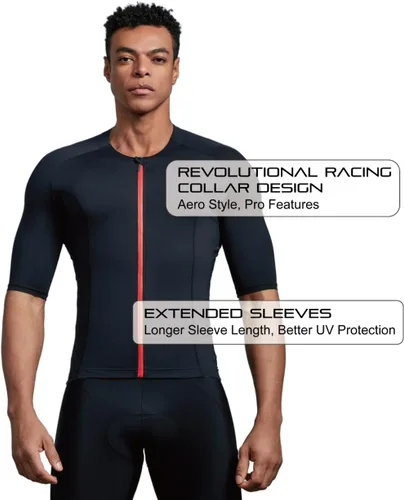 Miniatura 2 de CEROTIPOLAR US Fitting - Camiseta de ciclismo para hombre, camisetas de ciclismo Pro anti UV, cremallera completa, bolsillo reflectante