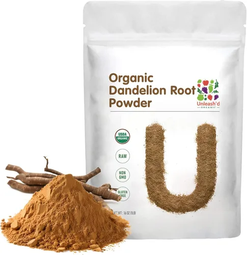 Unleash'd Organic Polvo de raíz de diente de león de 16 onzas – Orgánico, vegano, para té y bebidas, apoya la desintoxicación y la salud digestiva