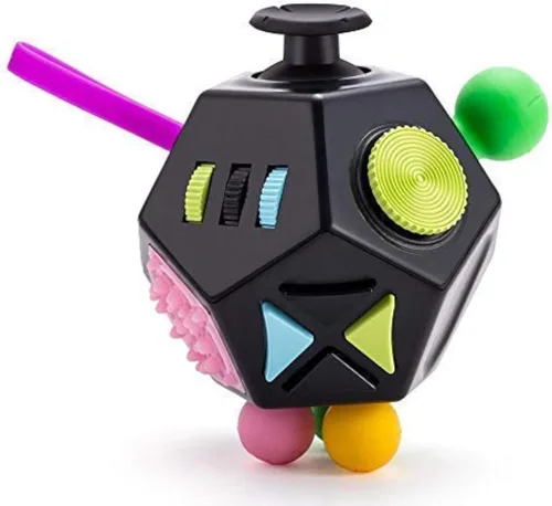 Juguetes de Cubo de 12 Lados, Cubo de Juguetes Fidget Alivia el Estrés y la Ansiedad para Niños y Adultos con TDA, TOC, TDAH, Autismo (Negro / B2)