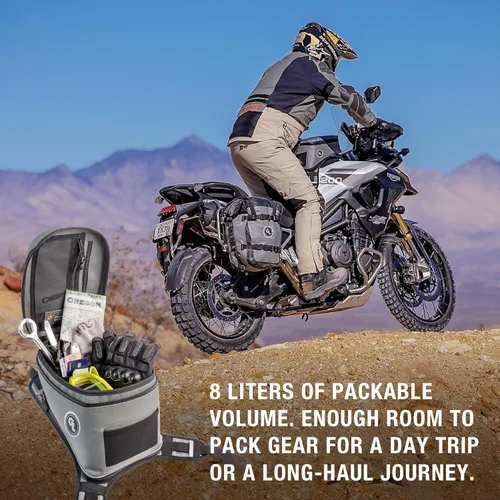 Miniatura 5 de Bolsa de tanque Giant Loop Fandango, negra impermeable para motocicleta, capacidad de 8 litros, se adapta a cualquier moto de cross, bicicleta