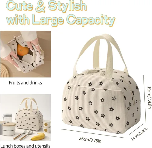 Miniatura 2 de Lonchera portátil para mujer, tamaño mediano de 10 x 7.5 x 5.5 pulgadas, mantiene la comida fresca durante más de 5 horas, fácil de limpiar, ideal