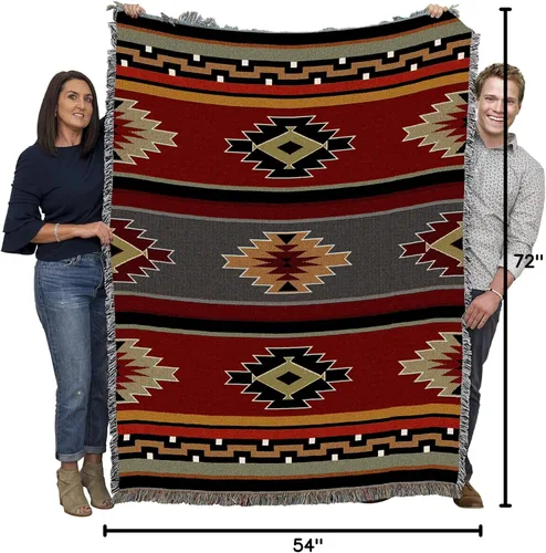 Miniatura 9 de Pure Country Weavers Manta Kaibab - Inspirada en los Nativos Americanos del Suroeste - Tapiz Decorativo de Regalo Tejido de Algodón - Hecho
