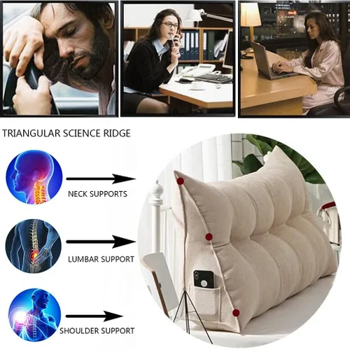Miniatura 2 de Almohada triangular para cabecero, cojín triangular de color sólido, almohada de lectura, almohada de algodón con cuña de soporte de posicionamiento