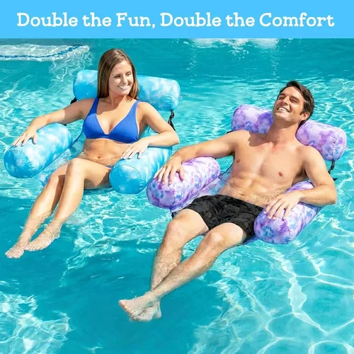 Miniatura 2 de Silla flotante inflable para piscina, paquete de 2 flotadores de piscina para adultos, resistentes, sillas flotantes de agua, flotadores inflables