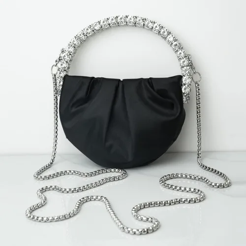 Miniatura 2 de HEYCUE Mini Glitter Diamond Handle Handbag Circular Evening Crossbody bag Sparkly Bride Wedding Party Prom Purses For Women