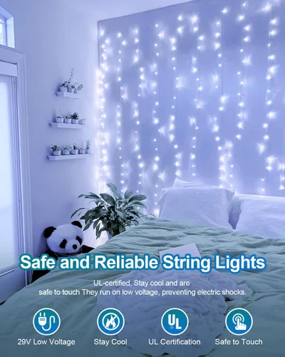Miniatura 4 de 380 luces LED de Navidad de 125 pies, guirnalda de luces para exteriores, impermeables, temporizador y memoria, 8 modos regulables, para árbol