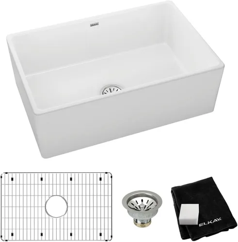 Miniatura 21 de Elkay SWU1517WH - Fregadero de barra de montaje inferior de arcilla refractaria de 16-7/16" x 18-15/16" x 9-1/16", color blanco