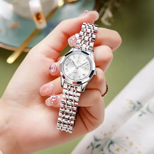 Miniatura 4 de OLEVS Reloj de pulsera para mujer, pequeño reloj de pulsera de acero inoxidable para mujer, reloj analógico de cuarzo para mujer