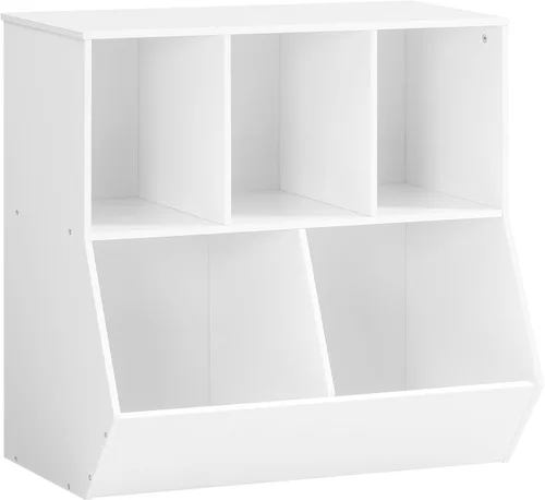 Miniatura 11 de HOOBRO Estantería para niños, estantería con cabecera, cubo de almacenamiento de juguetes, estantería para juguetes de niños, gabinete