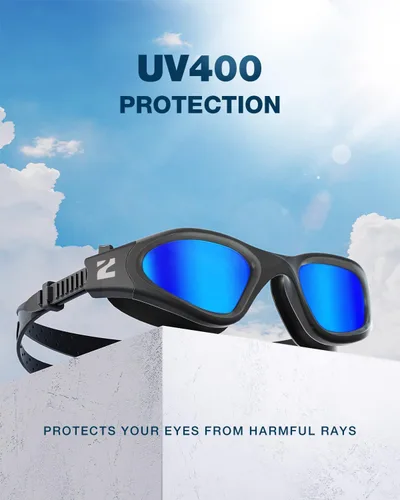 Miniatura 5 de ZIONOR Gafas de natación G1 SE antivaho para adultos, hombres y mujeres Marco Allblack de lente azul B0