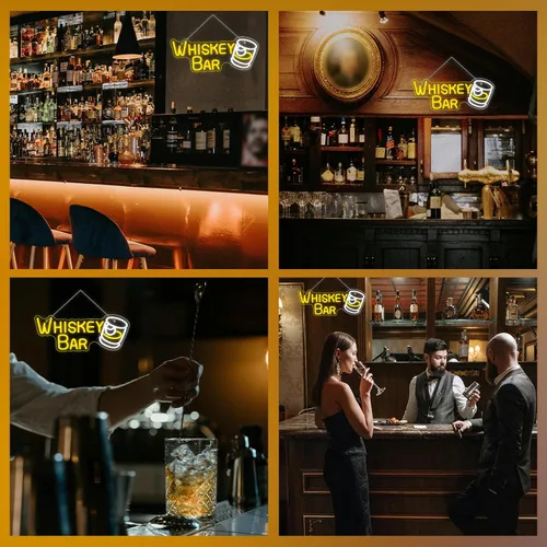 Miniatura 7 de Letrero de neón para barra de whisky, luces LED de neón para decoración de pared, letreros de bar iluminados para carrito de bar casero, Whisky