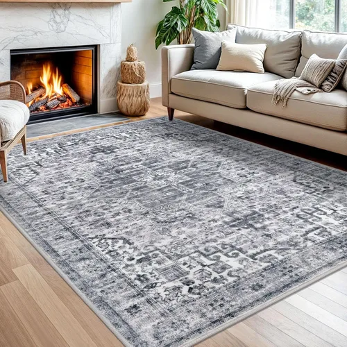 Miniatura 16 de SIILOOM Alfombra lavable de 2 x 3 pies, alfombra suave color taupe ceniza para entrada, tapete antideslizante para puerta de interior, tapete