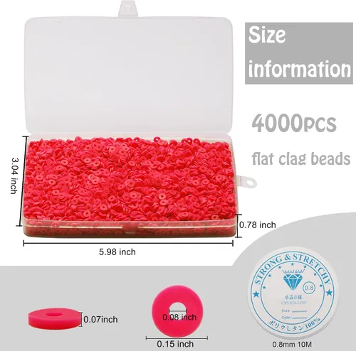 Miniatura 2 de 4000 cuentas de arcilla para hacer pulseras, espaciador de polímero, plano para manualidades, joyas, collares, aretes, kit de fabricación de aretes