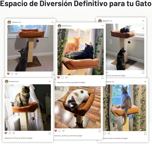 Miniatura 8 de FUKUMARU Poste de Rascado para Gatos, Postes Altos de Estilo Retro con Percha para Gatos de Interior Adultos, Torre de Rascado para Gatos Grandes