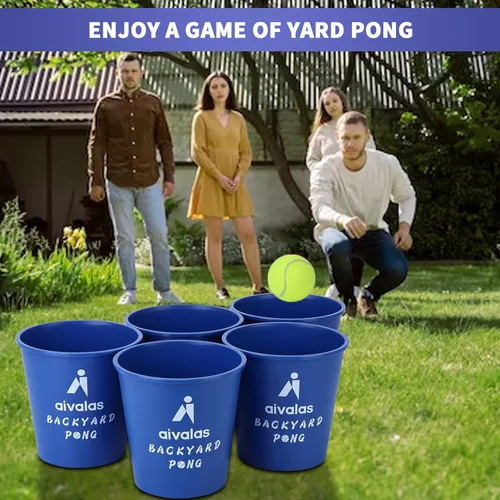 Miniatura 6 de Aivalas Yard Pong Outdoor Games, Giant Yard Games Set with 12 Buckets and Balls for Adults and Family, Toss Game Throwing Games for Beach, Camping