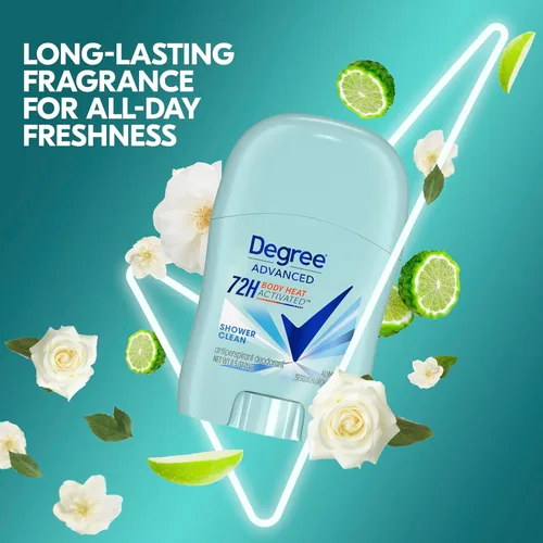 Miniatura 4 de Degree Desodorante antitranspirante avanzado, Shower Clean, paquete de 2 – Desodorante de viaje para mujeres, protección 72H, 0.5 oz Ea