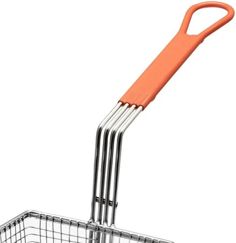 Miniatura 5 de TrueCraftware -Cesta rectangular de 12-1/8 x 6-1/4 x 5-1/4 pulgadas con gancho, hierro chapado en níquel resistente con mango recubierto de naranja