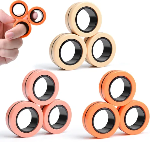 Miniatura 8 de Cevioce Juego de 15 anillos magnéticos giratorios, paquete de spinners magnéticos para ansiedad TDAH para adultos y adolescentes, juguete de alivio
