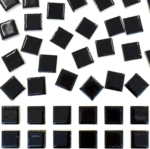 50 azulejos de mosaico negros para manualidades, azulejos de cerámica de 1 pulgada, colores surtidos, suministros de proyectos de mosaico de