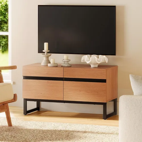 Miniatura 8 de WAMPAT Moderno soporte de TV para televisores de hasta 50 pulgadas, consola de TV con centro de entretenimiento con gabinete de almacenamiento