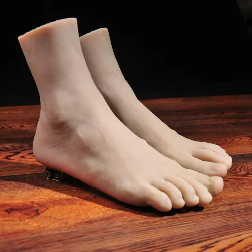 Miniatura 5 de Pies de silicona, 1 par de maniquí masculino de silicona, pie de silicona con pantalla de hueso, sandalia para zapatos, calcetín, exhibición, arte