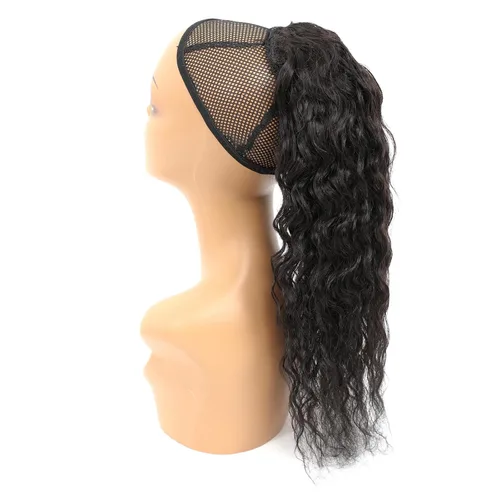 Miniatura 6 de Extensiones de cola de caballo de cabello humano lacio/rizado/rizado liso, color 1B, degradado 1B/30, cordón/cola de caballo envolvente
