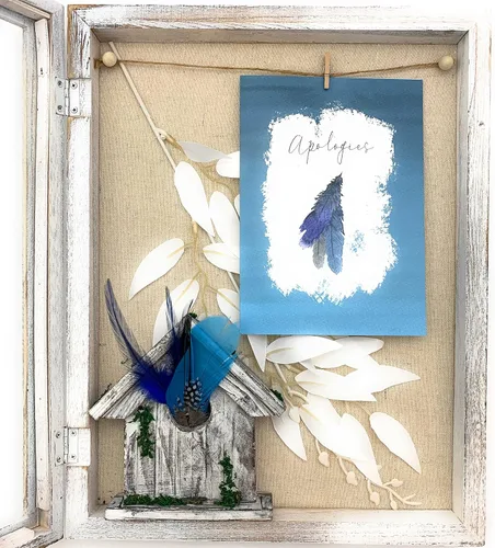 Miniatura 6 de Smiling Wisdom - Tarjeta de felicitación de disculpas y plumas que simbolizan disculpas y perdón - Hombres Mujeres Pareja Familia - Pluma azul