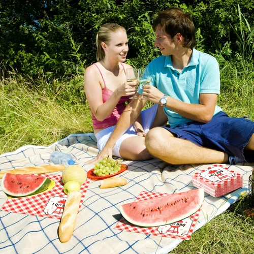Miniatura 6 de Gueevin 100 servilletas de cóctel I Do BBQ, decoraciones de barbacoa rojo y blanco, servilletas a cuadros de papel desechable para bodas, despedidas